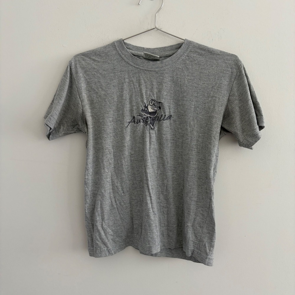 Oz Designs Australia Koala Embroidered Grey T-Shirt Size 14